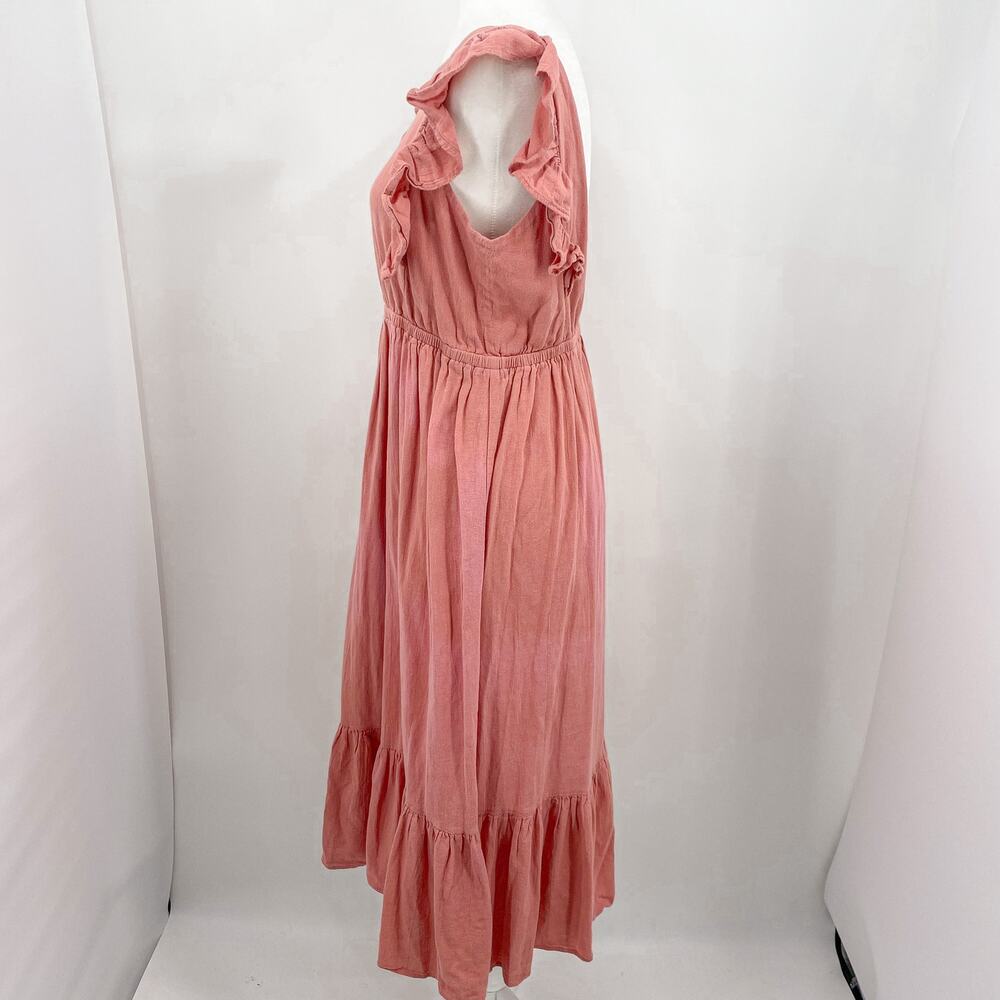 ba&sh Voyce Pink Cotton Ruffles Midi Dress Size Large - Picture 7 of 16